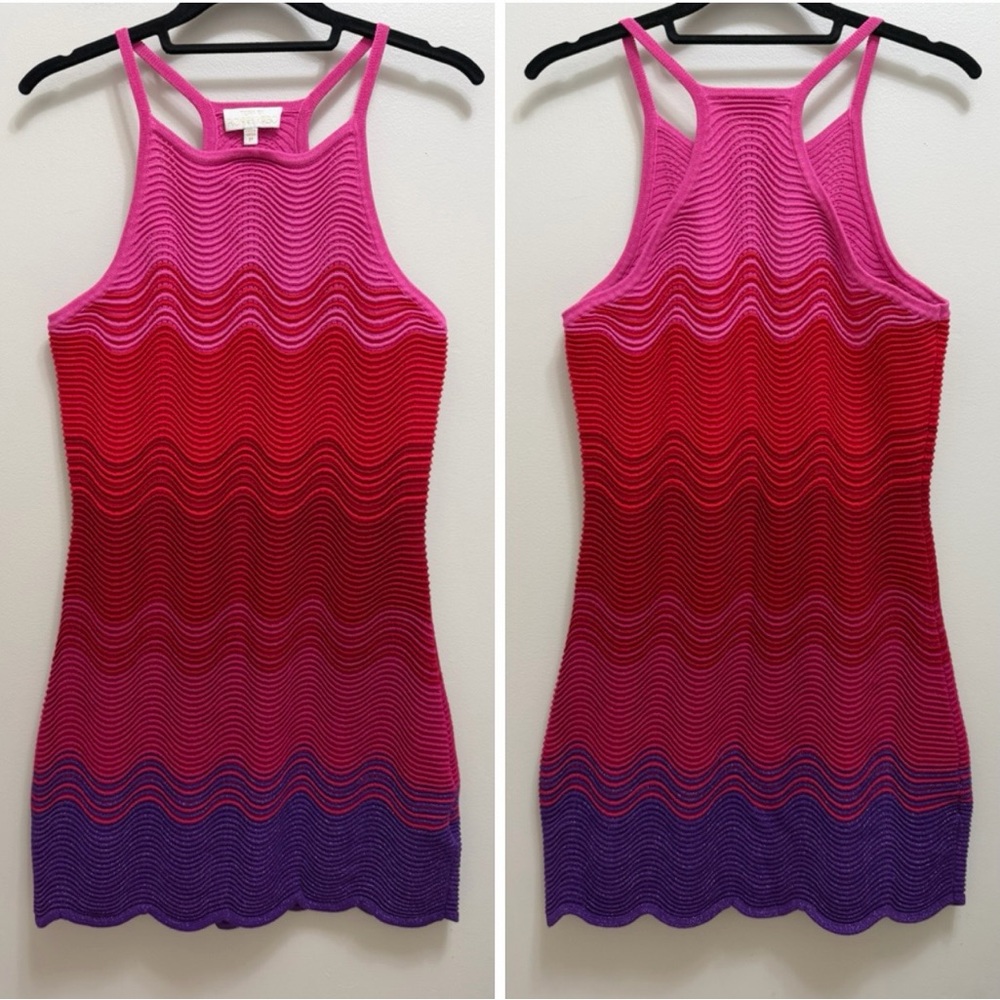 TORN by Ronny Kobo Hope Colorblock Scalloped Knit Mini Dress Sleeveless Size M - Picture 2 of 10